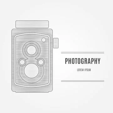 Old camera - branding identity element, isolated on white backgr Stock Illustration