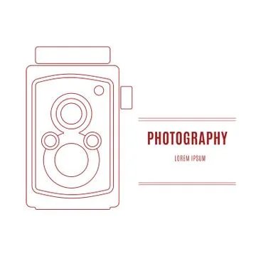 Old camera - branding identity element, isolated on white backgr Stock Illustration