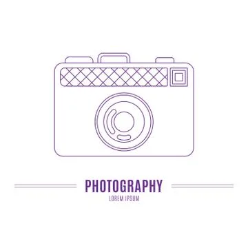 Old camera - branding identity element, isolated on white backgr Stock Illustration