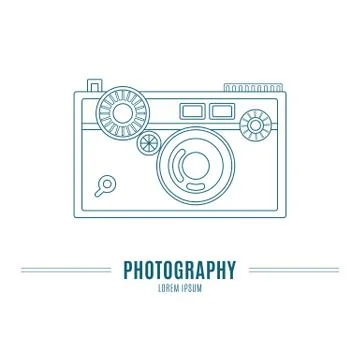 Old camera - branding identity element, isolated on white backgr Stock Illustration