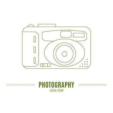 Old camera - branding identity element, isolated on white backgr Stock Illustration