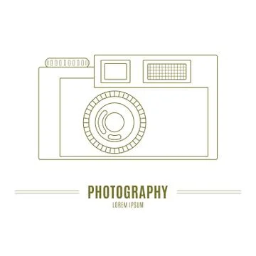 Old camera - branding identity element, isolated on white backgr Stock Illustration
