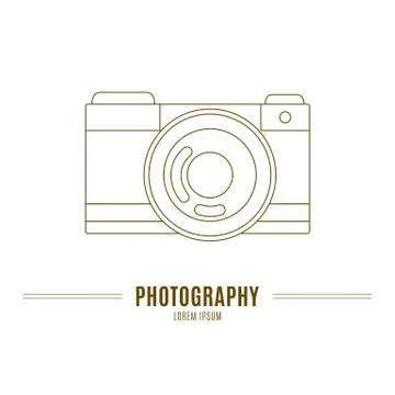 Old camera - branding identity element, isolated on white backgr Stock Illustration