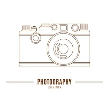 Old camera - branding identity element, isolated on white backgr Stock Illustration