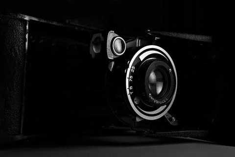 Old camera B&amp;W Stock Photos