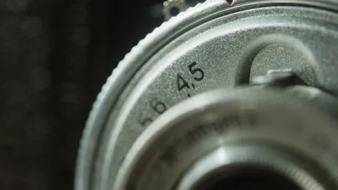 Old camera close-up. Antique photo equipment, macro shooting of vintage old Stock Footage 166319498
