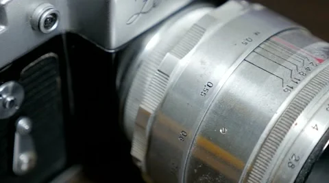 Old camera closeup dolly shot Stock Footage 61584758