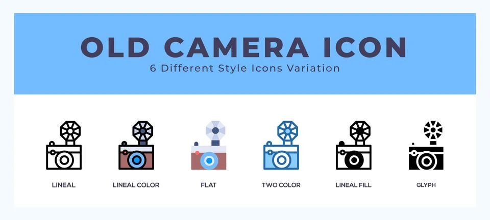 Old camera icons set. Different style of icons simple vector illustration. Stock Illustration
