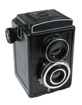 Old camera isolated on white Foto stock