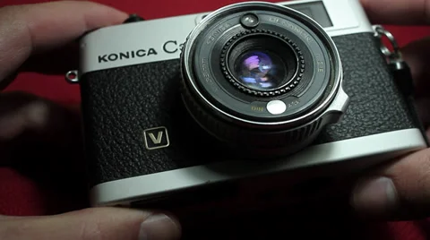 Old camera Konica detail Stock Footage 34373199