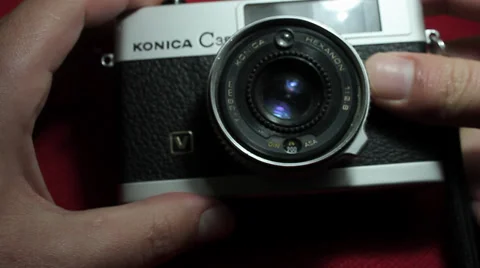 Old camera Konica detail Stock Footage 34373247