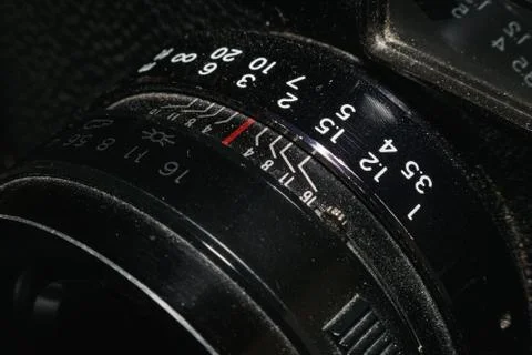 Old camera lens, close-up view Stock Photos