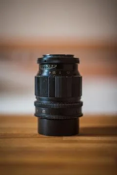 Old camera lens marking close up Stock Photos