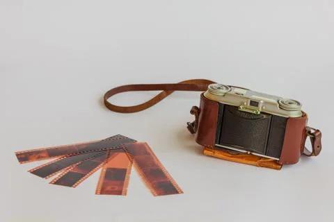 Old camera with negative Stock Photos