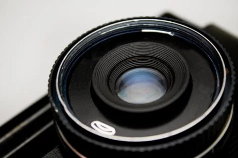 Old camera objective closeup Stock Photos