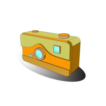 Old camera. Retro camera in a 3D style on a colored background. Vector. Axonomet Illustrazione stock