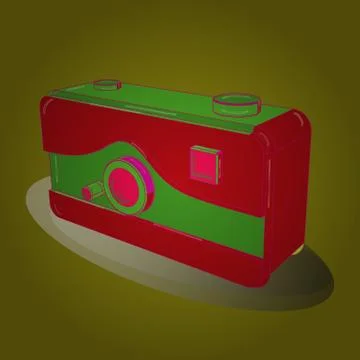 Old camera. Retro camera in a 3D style on a colored background. Vector. Axonomet Illustrazione stock