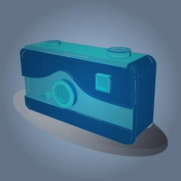 Old camera. Retro camera in a 3D style on a colored background. Axonometry. Vect 库存插图