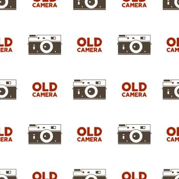 Old camera seamless pattern. Vintage photography elements and typography design イラスト素材