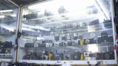 Old camera showcase Stock Footage 124652672