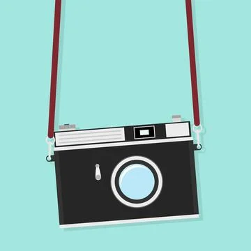 Old camera on the strap Stock Illustration