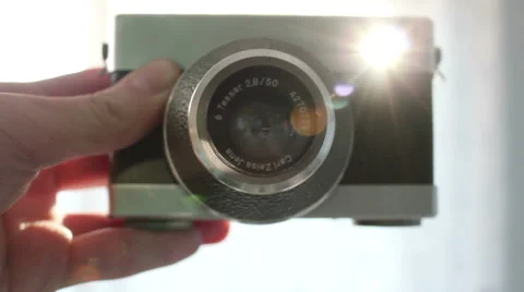 Old Camera With Sunflares In Viewfinder Stock Footage 48228903