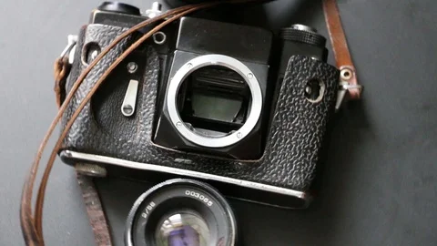 Old camera under the film. Stock Footage 101244679