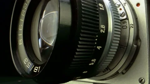 Old camera vintage close up macro shoot Stockbeeldmateriaal 158085145