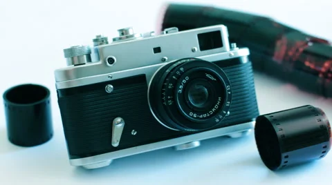 Old Camera On A White Background 3 動画素材 58898619