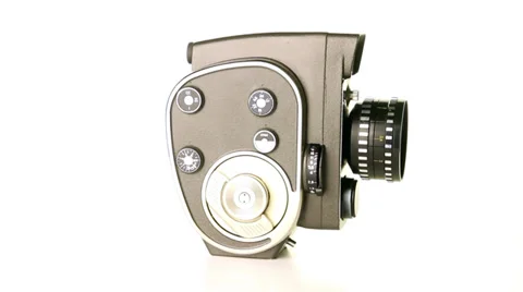 Оld camera on a white background loop Stock Footage 30578033