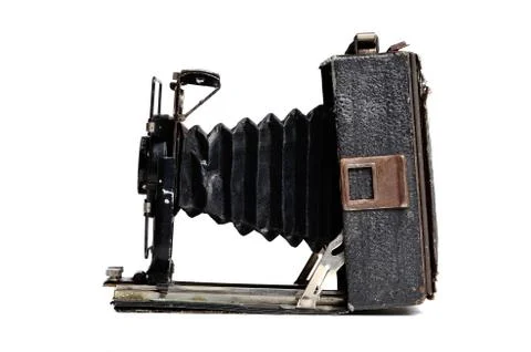 Old camera on the white background Stock Photos
