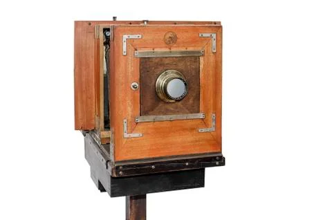 Old camera on white background. Stock Photos