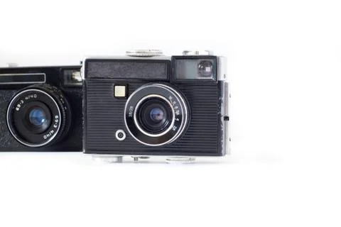 Old camera on white background retro . Stock Photos