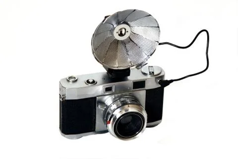 Old camera on white Foto stock
