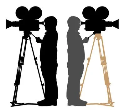 Old cameraman silhouette Stock Illustration