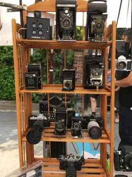 Old Cameras On Display Stock Photos