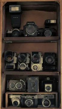 Old cameras Foto stock