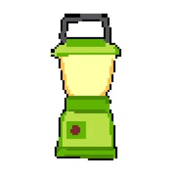 Old camping lamp pixel art vector illustration Stock Illustration