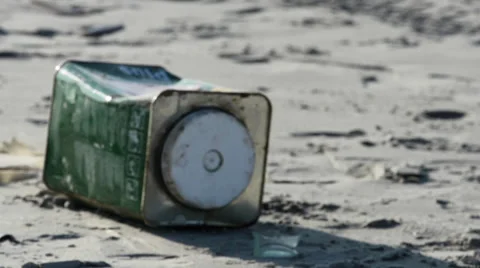 Old can at the beach Video stock 43991697
