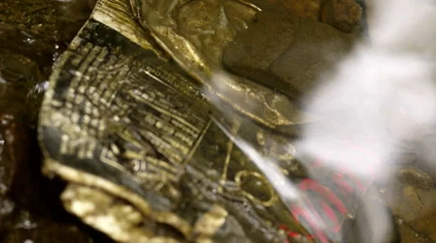 Old Can in Creek Video stock 60584067