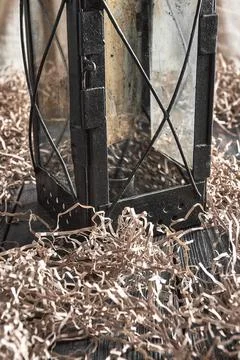 Old candle lantern in the interior Stock Photos