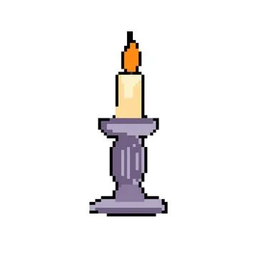 Old candlestick holder pixel art vector illustration Stock Illustration