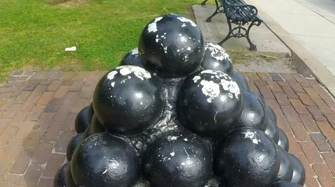 Old Cannon Balls Stock Footage 43555461