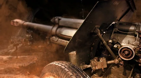 Old cannon on the battlefield Stock Footage 54564877