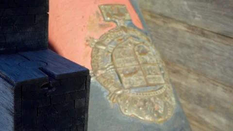 Old cannon emblem Video stock 168485229