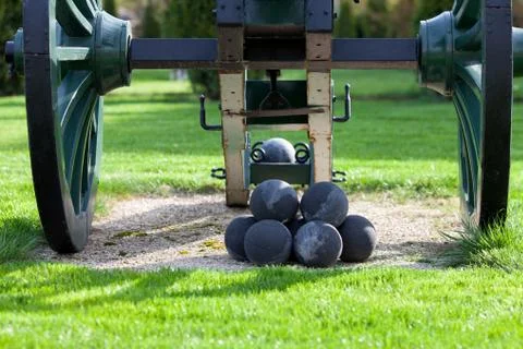 Old cannon with kernels Stock Photos