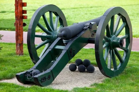 Old cannon with kernels Stock Photos