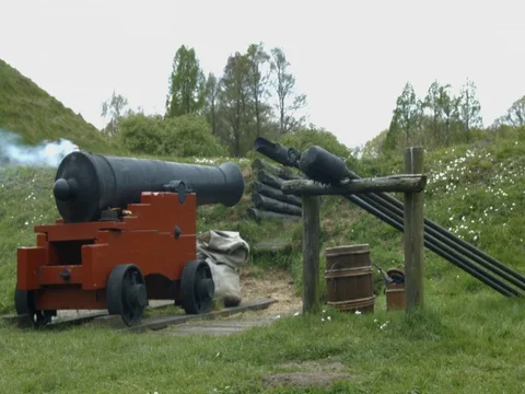 Old Cannon shot Stock Footage 74843221