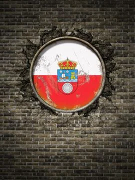 Old Cantabria flag in brick wall Stock Illustration