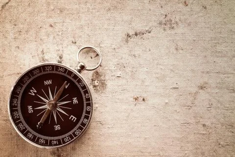 Old canvas texture with compass Stock Photos